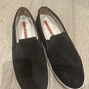 Prada suede slipped on, black, size 40.5 European size